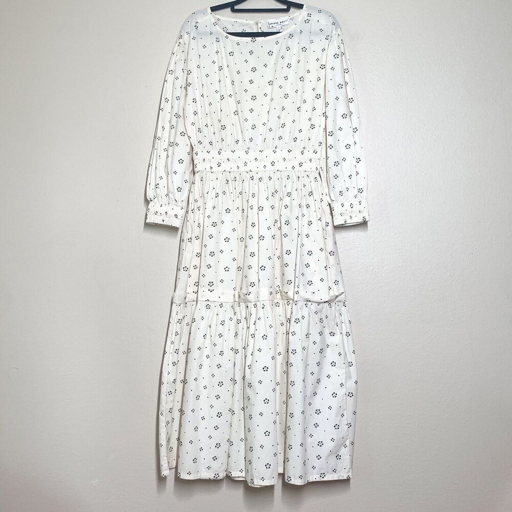 Apiece Apart Estrella Floral Long Sleeve Cotton Dress S Scattered Floral Cream